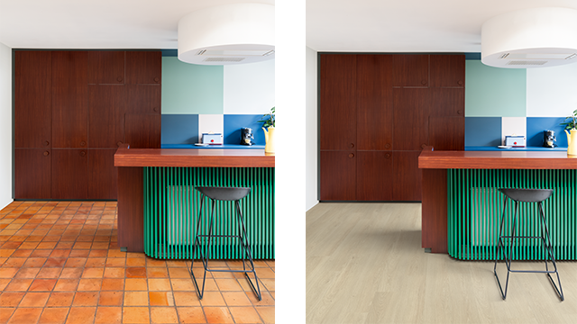 instalace vinylové podlahy click na stávající dlaždicovou podlahu v kuchyni